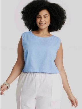 a new day Light Blue Sleeveless Cotton Top